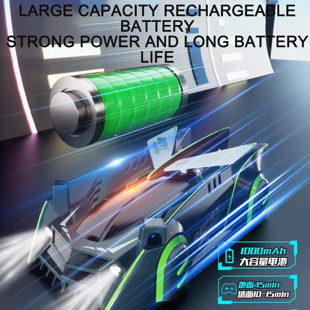 Tactical Light-Guided Wall Climb Race Car Super Long Battery Life Remote Control Car Fall-Resistant Toys For Boys Girls