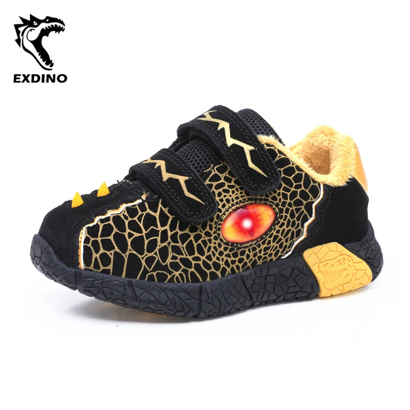 Children Shoes Autumn Mesh Boys Little Kids LED Eyes Light Up Winter Warm Outdoor Casual Sports Sneakers 26-31#