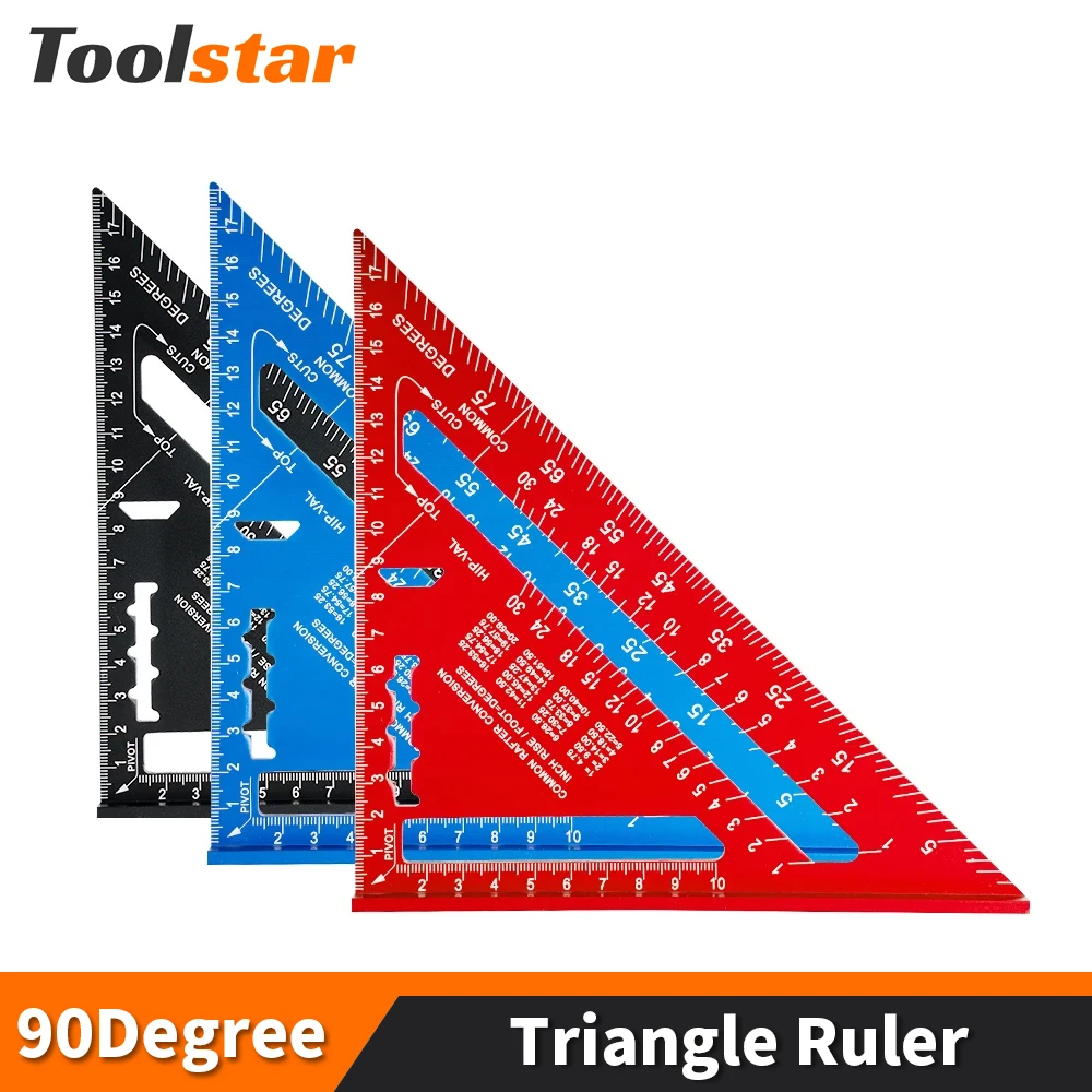 Triangle Ruler 7Inch Measurement Tool Aluminium Alloy Carpenter Set Try ...