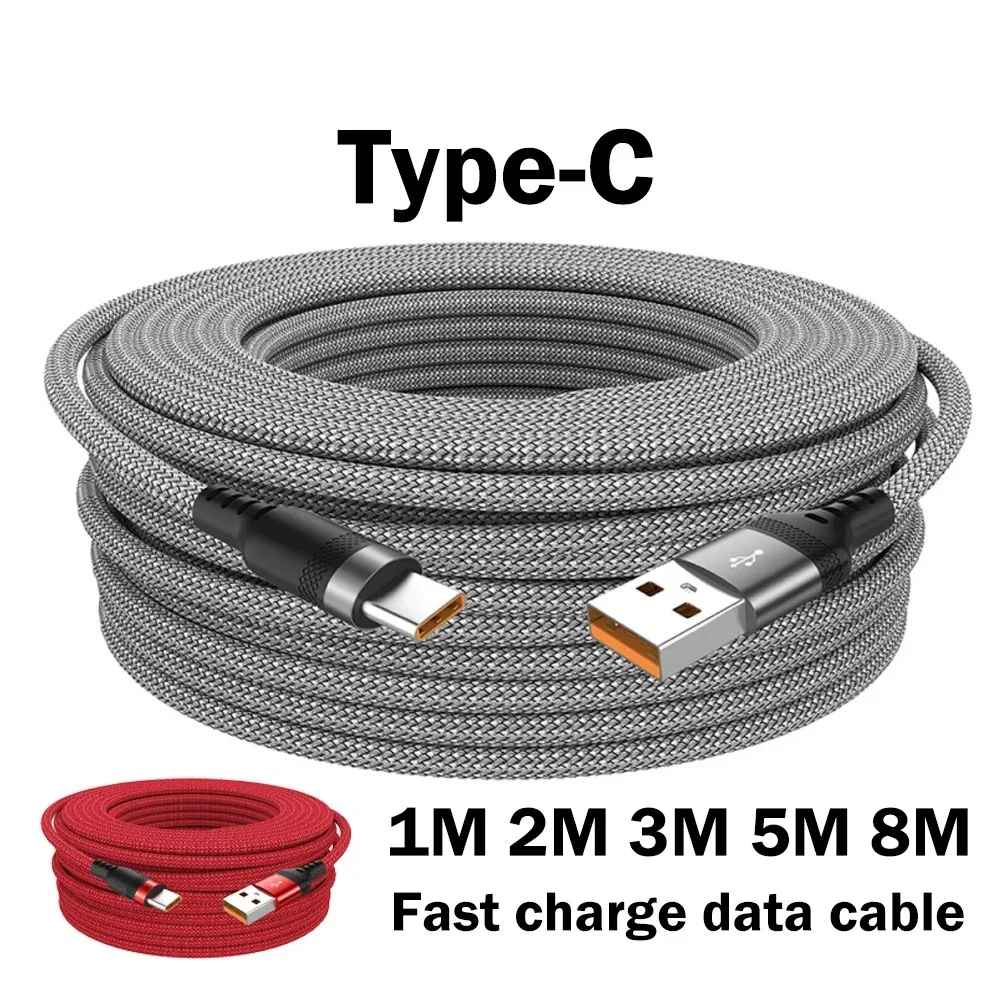 Cavo Dati Intrecciato Cavo Usb Type-C Esteso 6A Per Samsung Huawei Xiaomi Switch Sony Ps5 Type-C 8M 5M 3M 2M 1.5M Cavo 1M