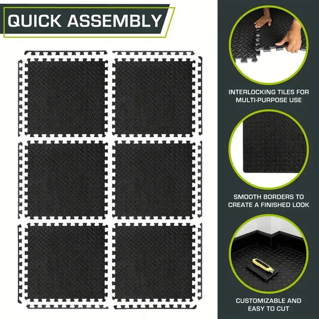 16Pcs Non-slip Waterproof Fitness Mat Shock-absorbing Floor Protection Splicing Exercise Mat Power Yoga Training Floor Tiles 2