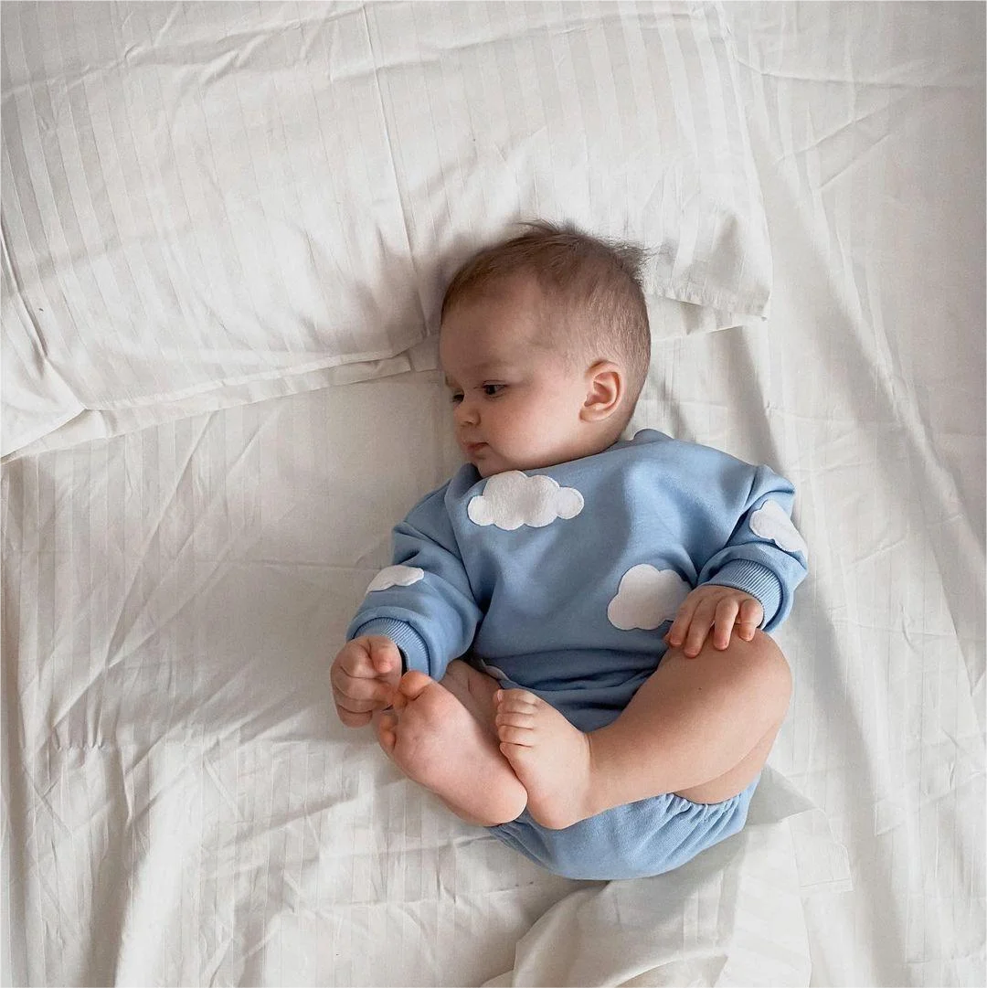 Cloud Pattern Romper Babies Clothes Short Sleeve Color Splicing Romper New Born Baby Boy Unisex cotton romper,cowboy rompers
