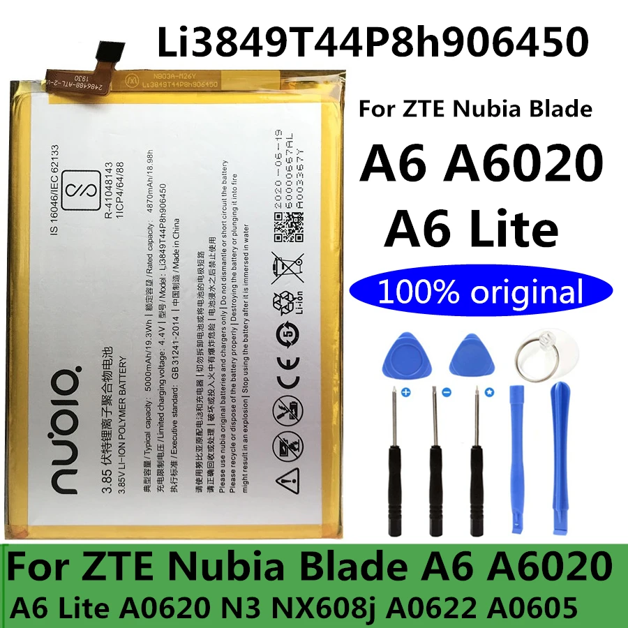 

Оригинальный аккумулятор 5000 мАч для ZTE Nubia Blade A6 A6020 / A6 Lite A0620 N3 NX608j A0622 A0605, аккумуляторы для сотовых телефонов