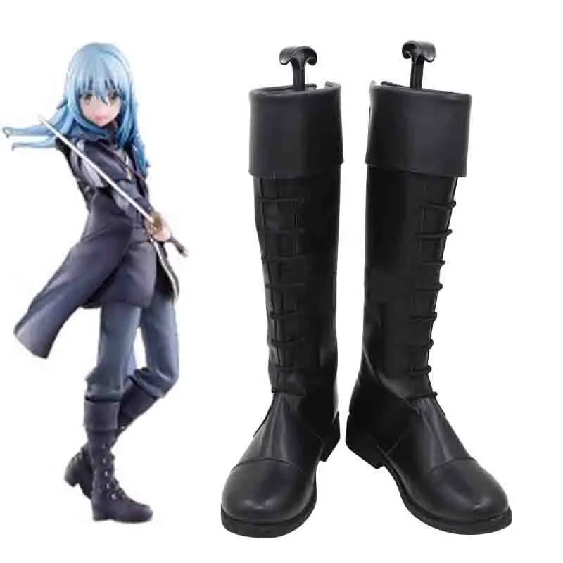 

Rimuru Tempest Cosplay Boots Anime That Time I Got Reincarnated as a Slime Role Play Adult Halloween Party Carnival Black Shoes