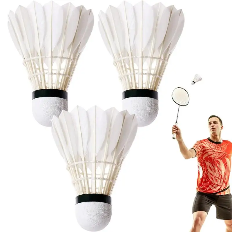 

Badminton Ball Set 3pcs White Shuttlecock Feather Training Balls Duck Feather Badminton Shuttlecocks Highly Stable Badminton