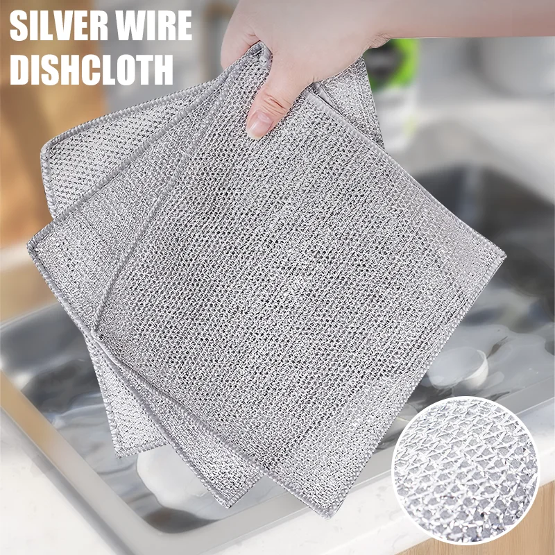 

Double -layer Steel Wire Dishcloths Cleaning Table Towel Multifunctional Non -stick Oil Rag Efficient Cutlery Cloth For Kitchen