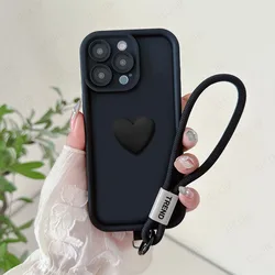 Love Heart Lanyard Phone Case with Stylish Cover Design for Huawei nova 5 (Black)