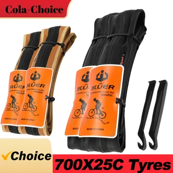 Pneumatici Yello neri pieghevoli 700C - Pneumatico resistente alla foratura per bici da strada, Pneumatico per bicicletta pieghevole ad alta pressione 700x25C 60Tpi
