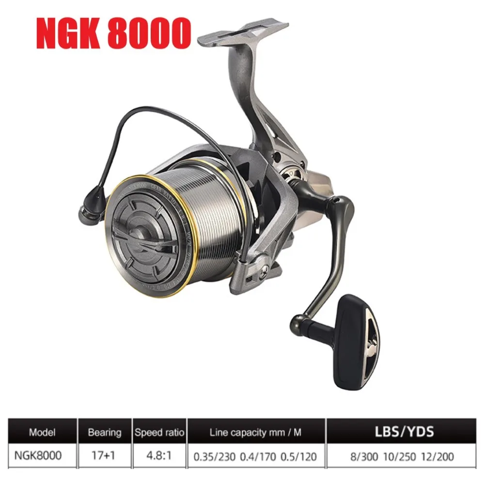 2021 New Fishing Reel Spinning Ngk 8000-14000 Metal Spool