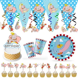 Disney Dumbo Party Supplies Cartoon Dumbo Disposable Tableware Plates Cups Baby Shower Kids Birthday Party Decoration Balloons