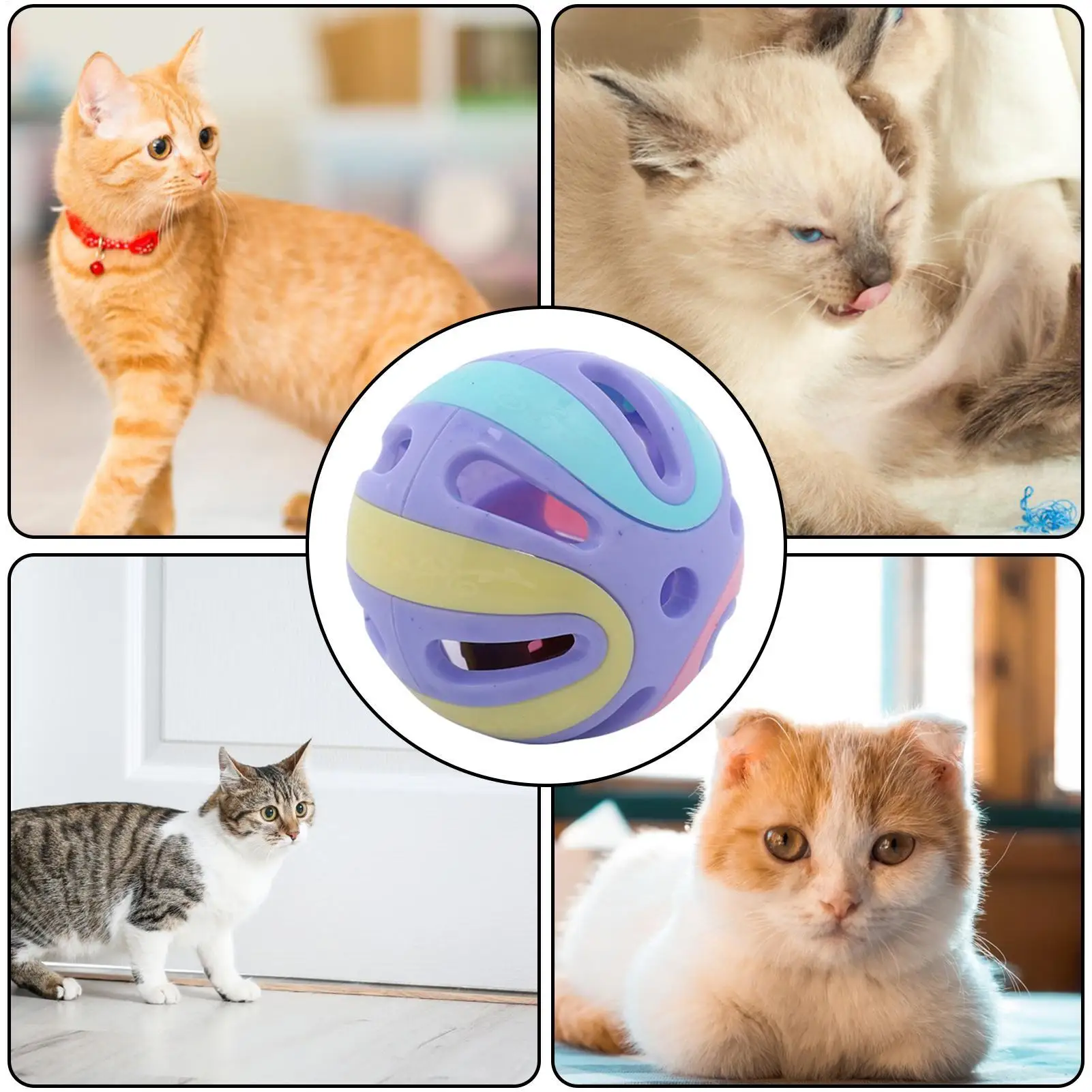 Jingle Bell Katzenspielzeug Katzen-Hüpfball Hohle Katzen-Glöckchenbälle Interaktives Katzenspielzeug Kätzchen-Jagdspielzeug Katzen-Rasselball – Detail 8