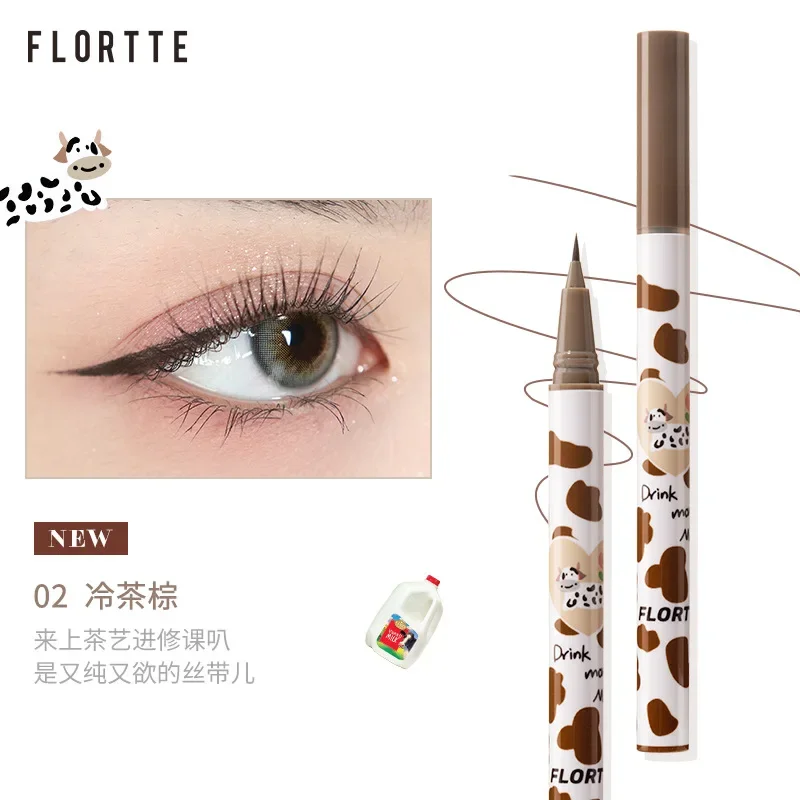 FLORTTE Liquid Eyeliner Lying Silkworm Eyelash Pen Quick Dry Waterproof Long-lasting Black Brown Eyeliner Pencil Cosmetic Makeup 3