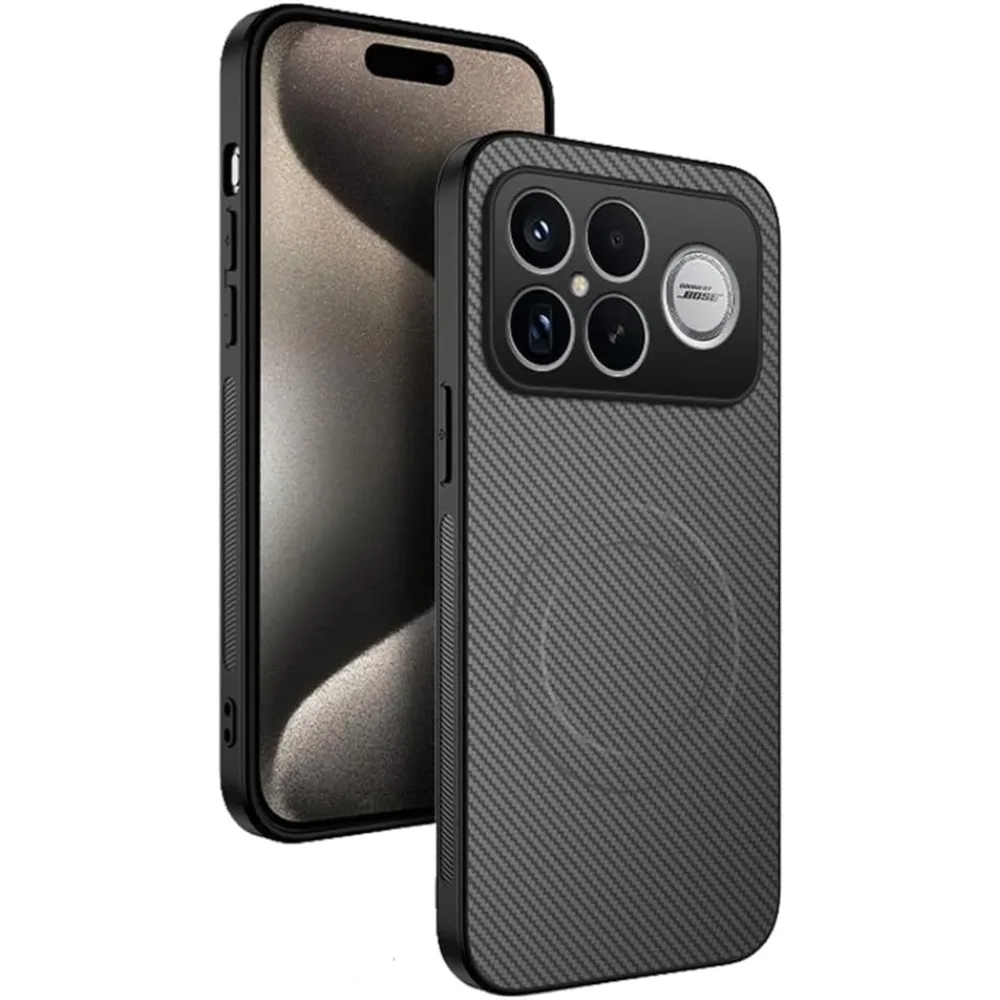 Premium Business Carbon Fiber Texture Leather Case with Magnetic Charging Protection Cover