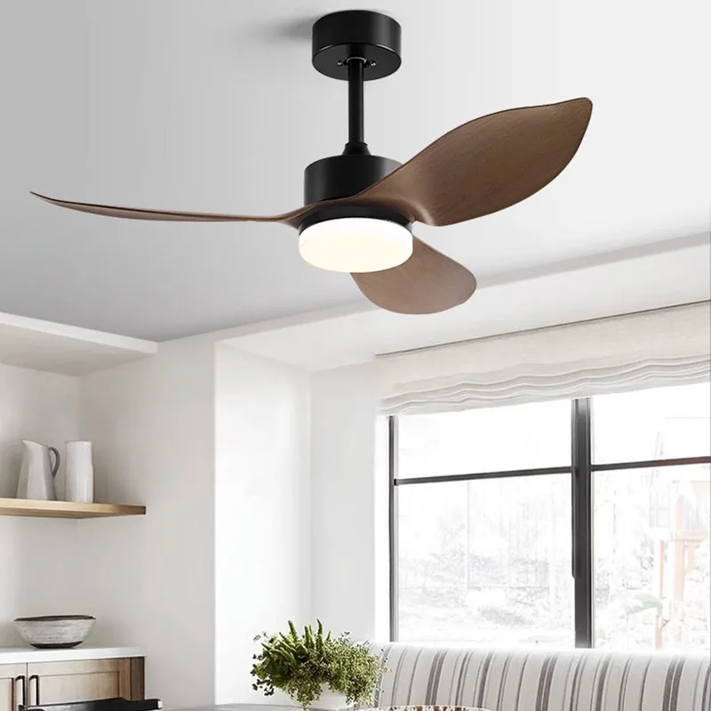 

Modern Nordic 48 Inch Ceiling Fans Lights LED 3 Color White Black Fan Lamp Silent Ventilator Remote Control Restaurant Bedroom