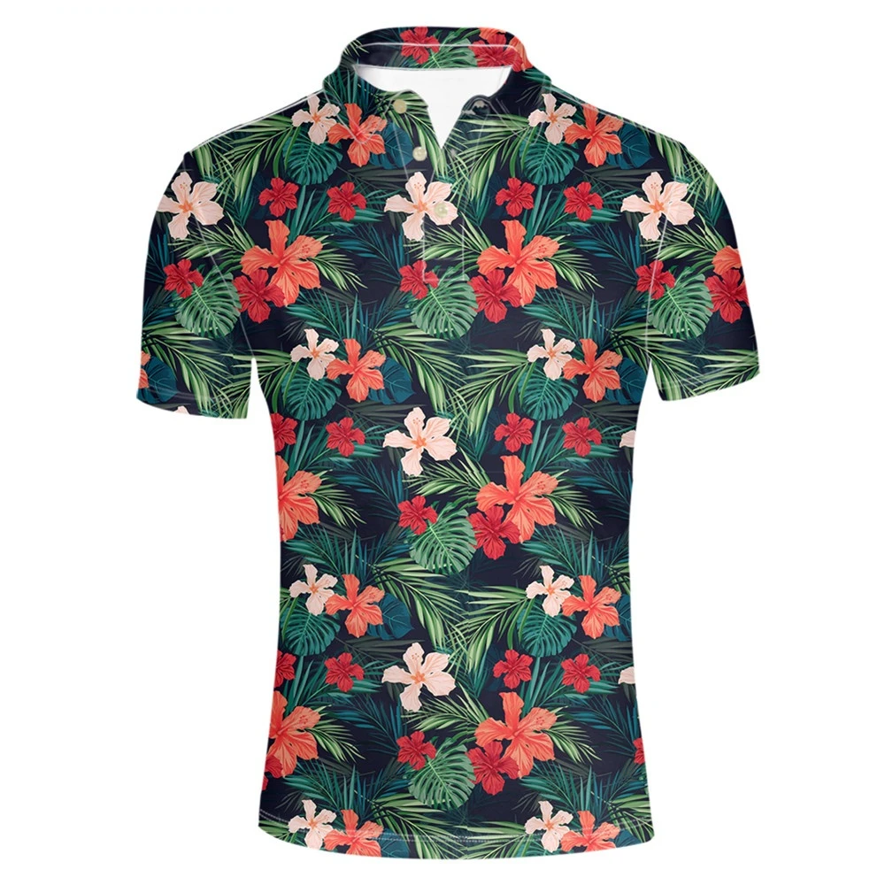 

2022 New Fashion Style Men's Shirts Hawaiian Floral Pattern 3D Printing Gym Fitness Hombre Tees And Tops Ropa Cloth