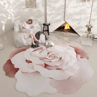 French Style Living Room Decoration Flower Carpet Irregular Shape Rugs for Bedroom Vintage Art Lounge Rug Home Thicken Floor Mat 1