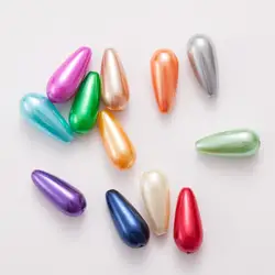 Colorful Beige ABS Imitation Pearl Beads - Mixed colors (8x17mm Drop 50pcs)
