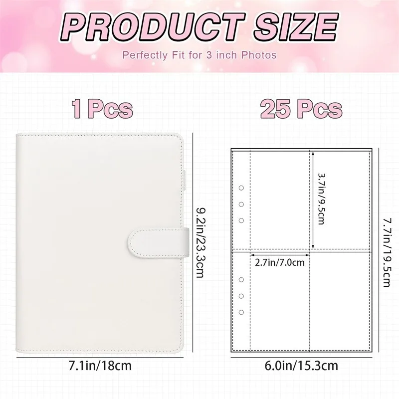 Kpop Photocard Binder 25 pages 4-Pocket Card Collector Album 200 Card Slots PU Leather Cover
