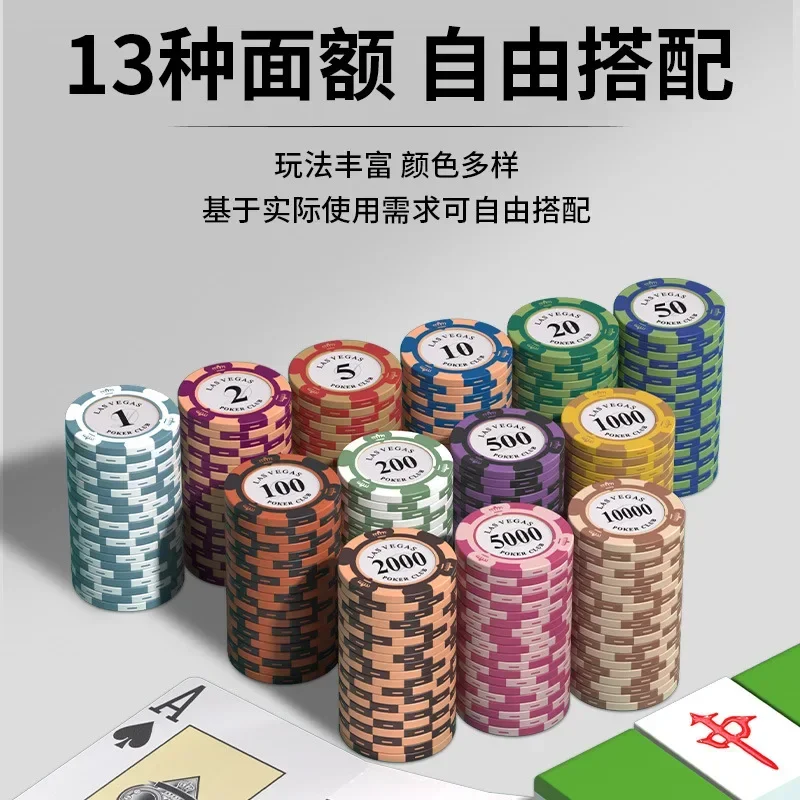 Poker Chips 14g Clay Casino Coins Las Vegas Poker Multi-denomination Gambling Chips Texas Table Games Party Entertainment