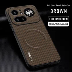 Luxury Car Magnetic Holder Shockproof Silicone Case for Nothing Phone 4A (Brown)