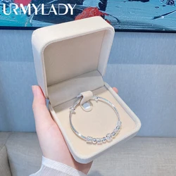New Korean Fashion 925 Sterling Silver Lucky beads Bangles for women bracelets Luxury Designer party wedding jewelry gifts