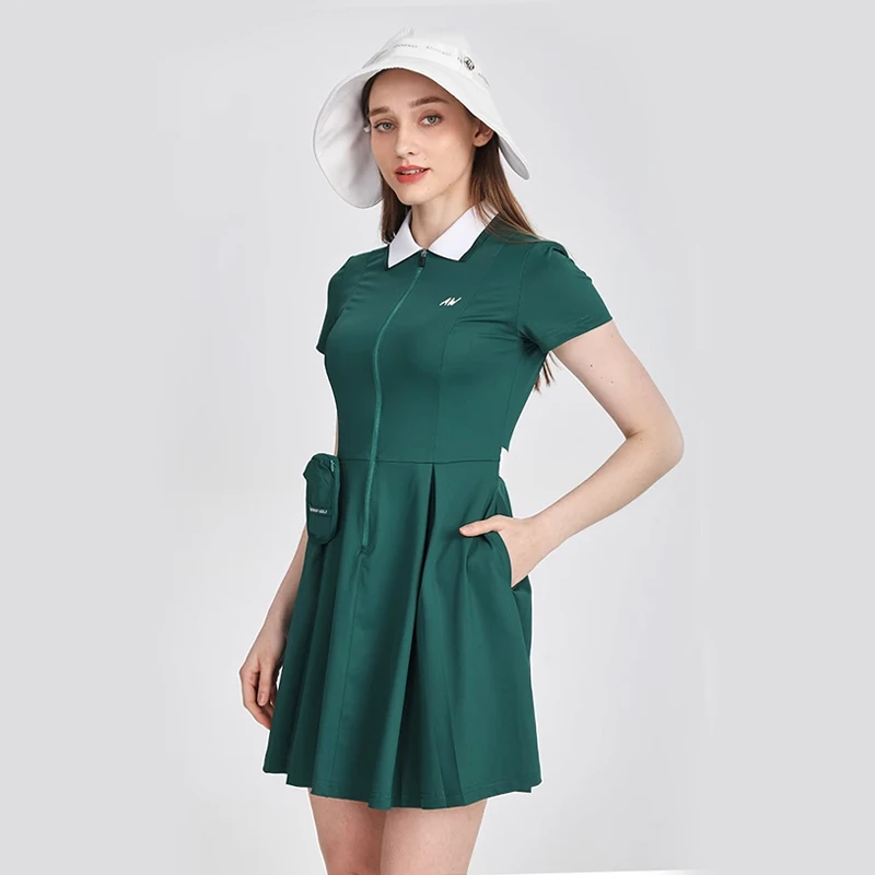 AW Golf Women's Short-sleeved Dress New Spring Summer Sports Short Skirt French Style Ladies Tennis Knee-high Dresses