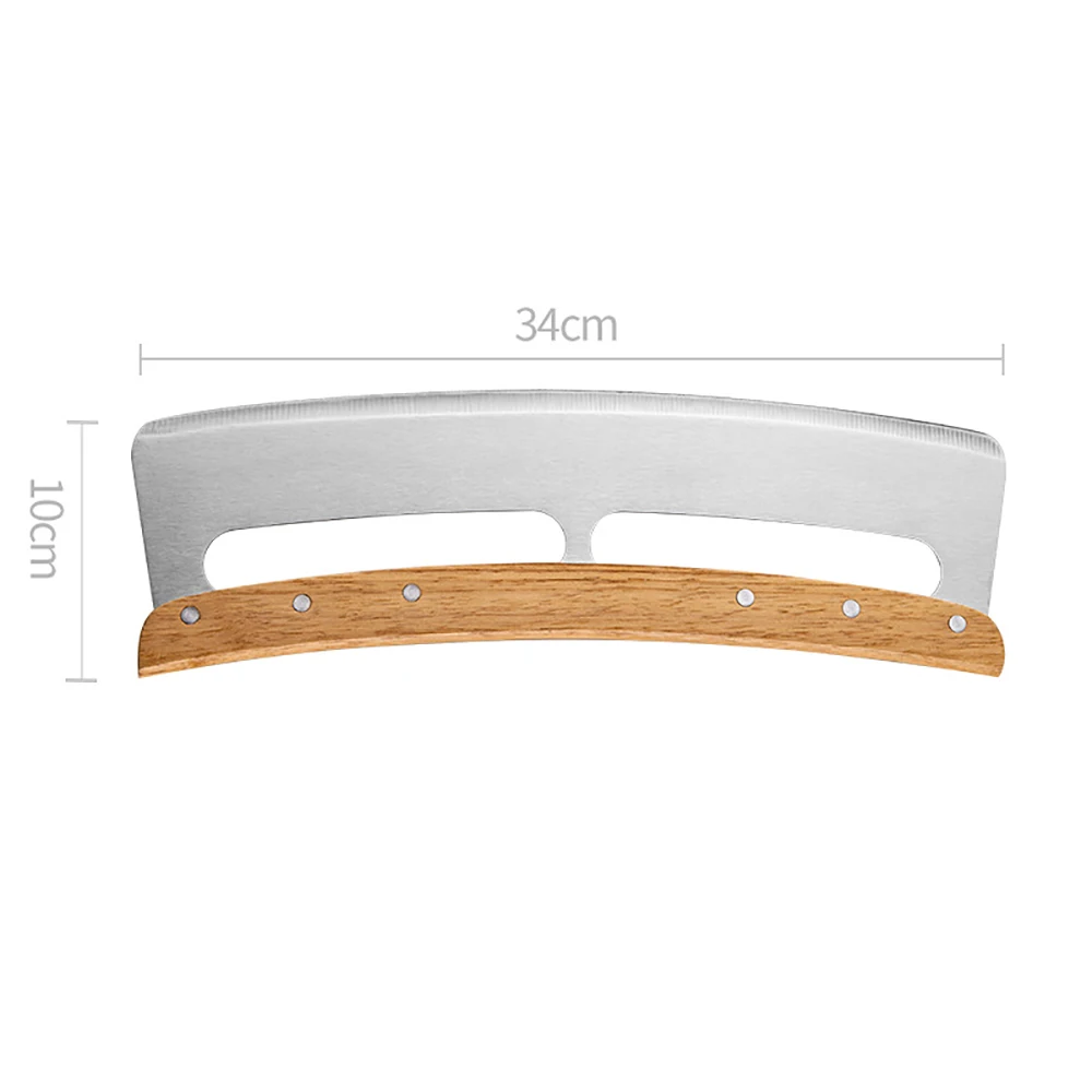Wooden Handle Large Pizza Cutter Sharp Rocker Blade Stainless Steel Pizza Slicer Knife with Cover Kitchen Tool Accessories pizza knife,pizza cutter