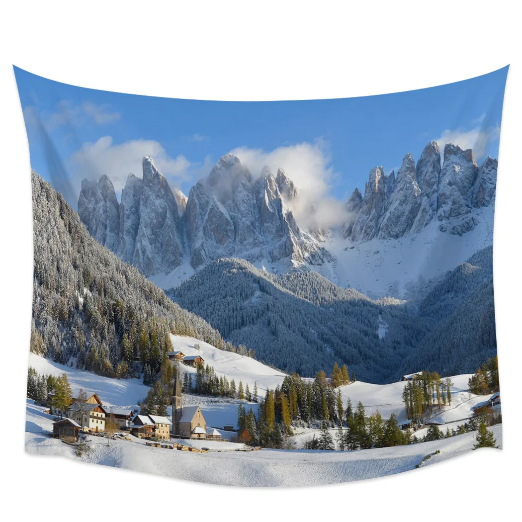 Tapestry Decor Natural Landscape Alps Spring Fresh Grass Mountains Home Living Room Bedroom Wall Hanging