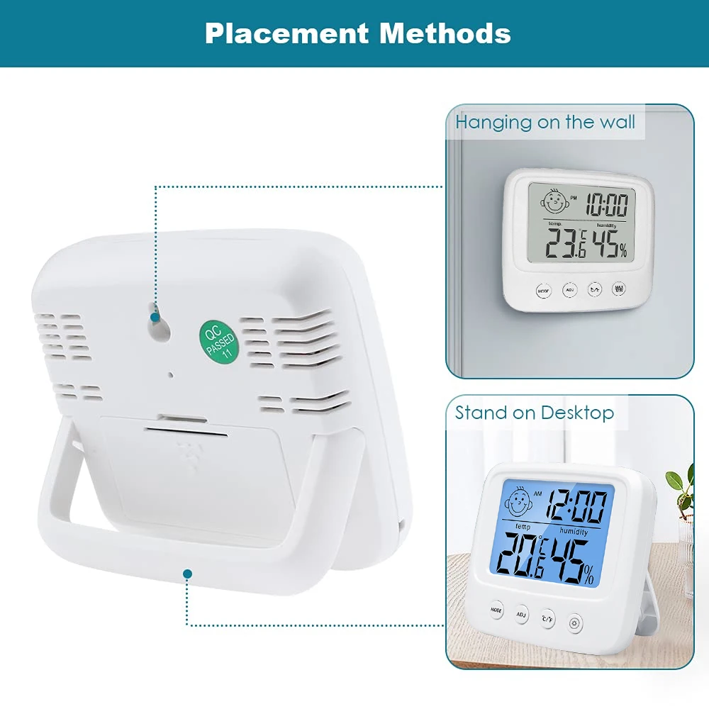 Thermometer Hygrometer LCD Digital Backlight Temperature Indoor Humidity Meter Sensor Electronic Weather Station Meter Room Baby