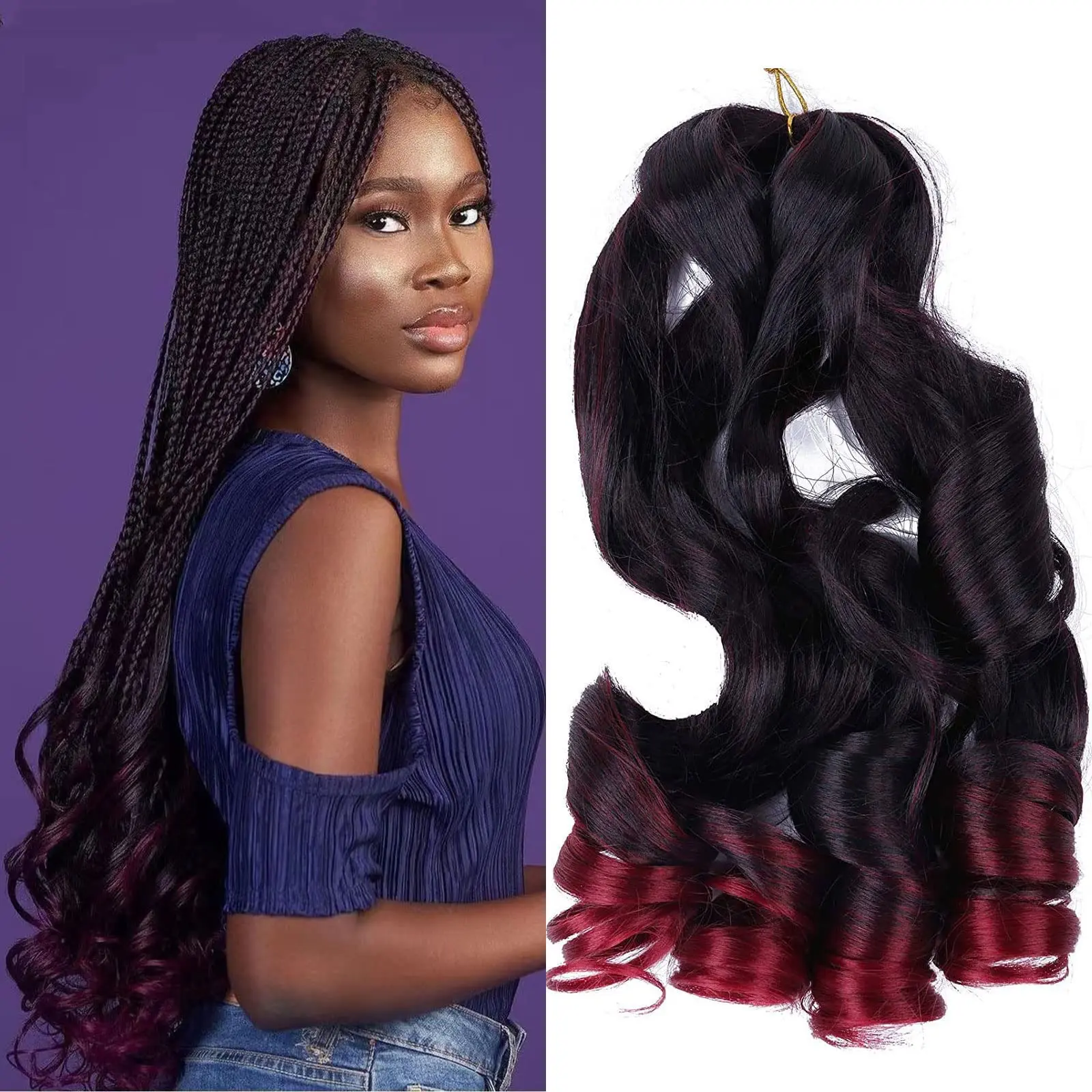 

Curly Braiding Hair 22 inch Loose Wave Crochet Braids Hair Wavy Synthetic Braiding Hair French Curl braiding hair ls04