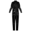 Mens Patent Leather Bodysuit Full-body Zipper Crotch Jumpsuit Stand Neck Long Sleeve Catsuit Party Clubwear Wet Look Punk Show 5