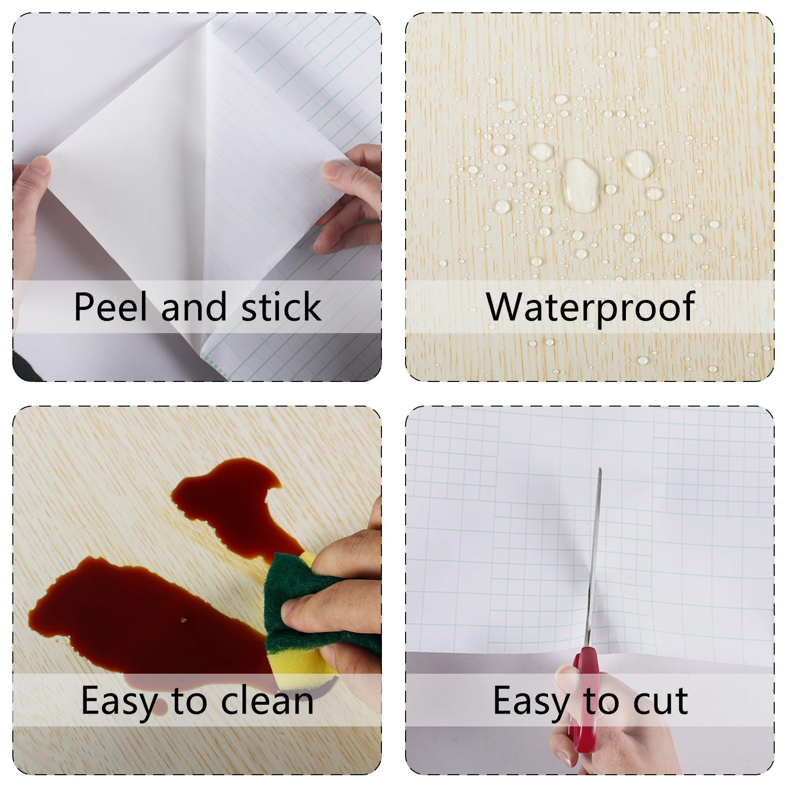 나무 문 벽지 비닐 자기 접착제 방수 접촉 용지 거실 부엌 찬장 가구 혁신 스티커