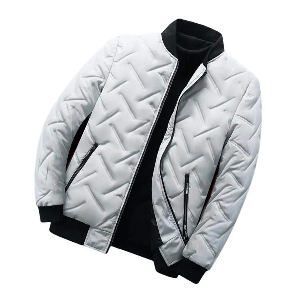 Trendy Men Outwear Male Men Jacket Colors Matching Loose Fit Zipper Coat  Coldproof