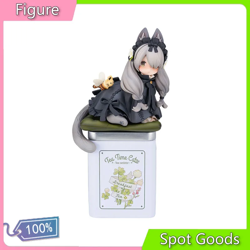 

Tea Party Cat Cute Model Toy Gray Genuine Original Anime Pre-sale Doll PVC Action Sculpture Decoration Cat Canned Toy Gift