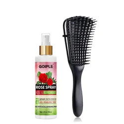 Nourishing Rose Water Hair and Scalp Mist - Anti - Frizz Hydration and Shine Enhancer - 200spray - brush - 2pcs