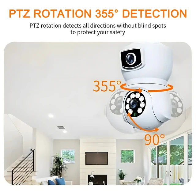 4K 8MP E27 Bulb WiFi Camera Dual Lens Dual Screen IP Camera Auto Tracking Two Way Audio Night Vision Outdoor Security Camcorder 2