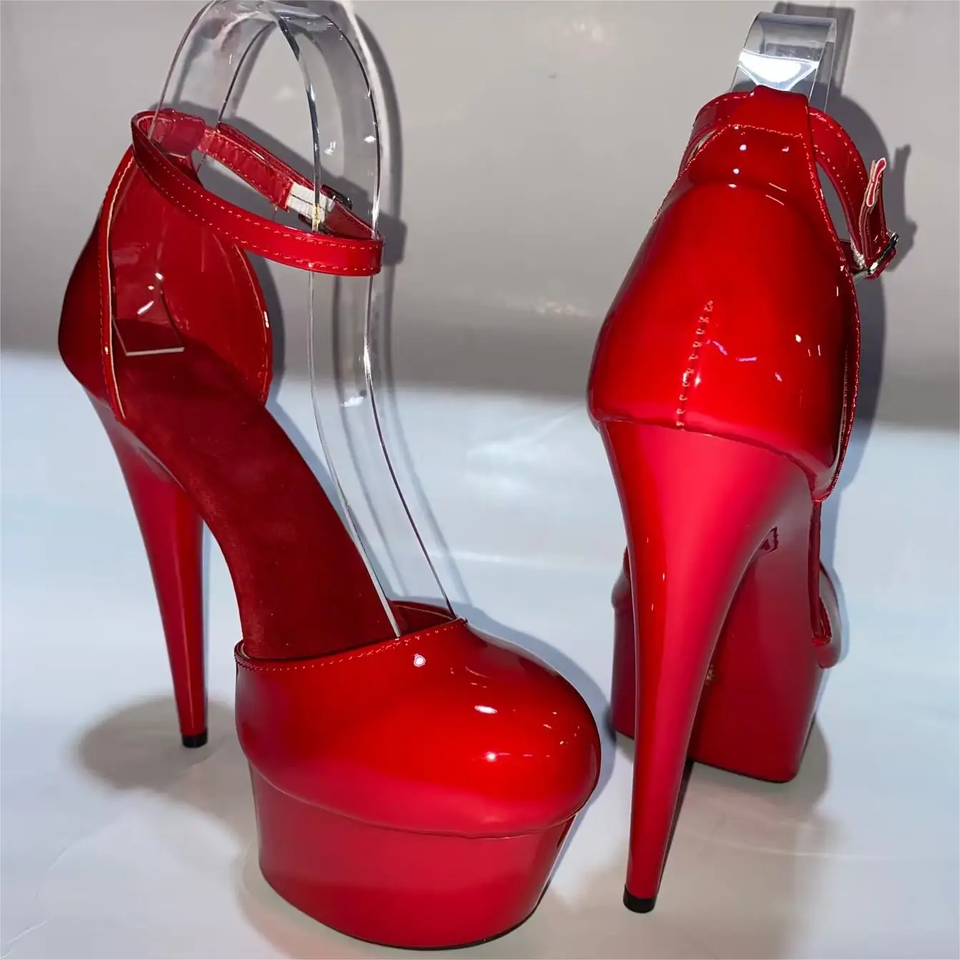 

High fashion temperament with round head beautiful women's shoes, 15 cm high heels stage show new dance shoes