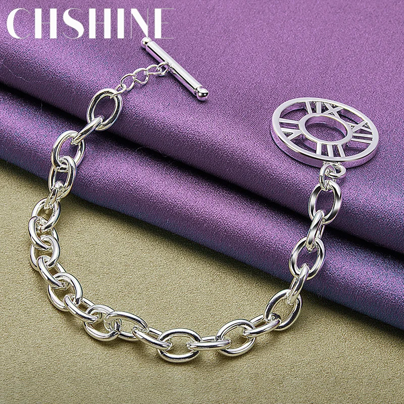 

CHSHINE 925 Sterling Silver Roman Circle OT Chain Bracelet For Women Fashion Jewelry
