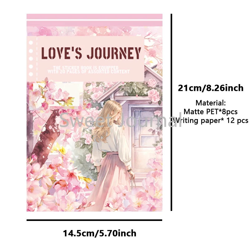 20Sheets Sakura Girls Sticker Set Per-Cut Aesthetic Decorative PET Washi Sticker Book for Scrapbooking Journal Diary Material