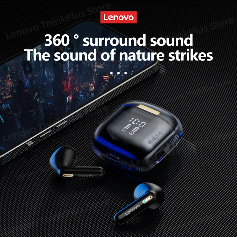 레노버 LP6 프로 초이스 TWS 무선 블루투스 5.3 헤드폰, 스포츠 이어버드, 듀얼 HD 마이크 이어폰, 긴 내구성 마이크 포함