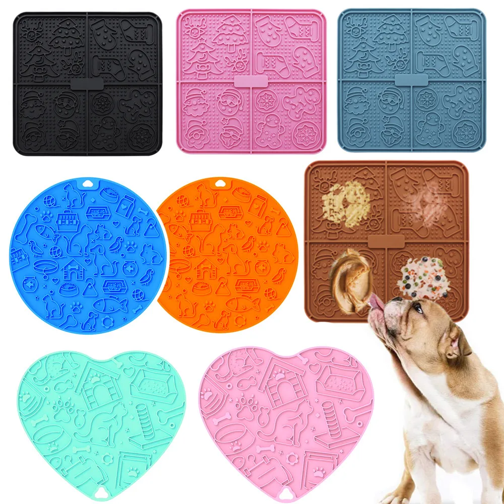 

Pet Supplies Pet Christmas Eating Utensils Suction Cup Type Silicone Placemat Anti-choking Slow Eating Dog Licking Pad Cat Bowl