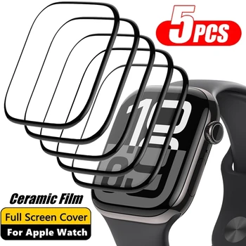 5PCS Screen Protector for Apple Watch 10 9 8 7 6 5 11 40MM 41MM 42MM 44MM 45MM 46MM Ceramic Film for IWatch Ultra 49MM Not Glass 1