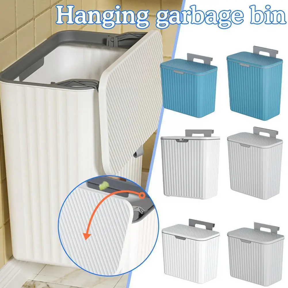 8/10L Wall Mounted Kitchen Trash Can Hanging Trash Counter Door Garbage Trash Bin Cabinet Bins Bin Dustbin With Bathroom Li U6M1