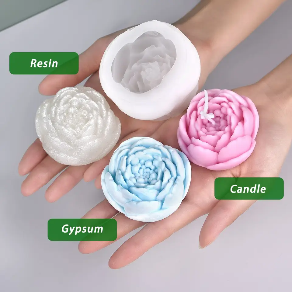 3Pezzi Stampo in Silicone Forma di Rosa, 3D Stampi per Candele Stampi per Sapone Stampo in Resina Epossidica Nani Fai da Te produzione candele, con