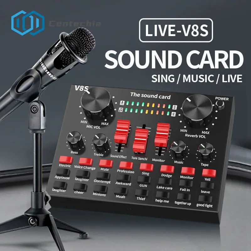범용 웹캐스트 라이브 사운드 카드, V8s 휴대폰 마이크, 외부 USB 오디오 믹서, 클리어 오디오 인터페이스