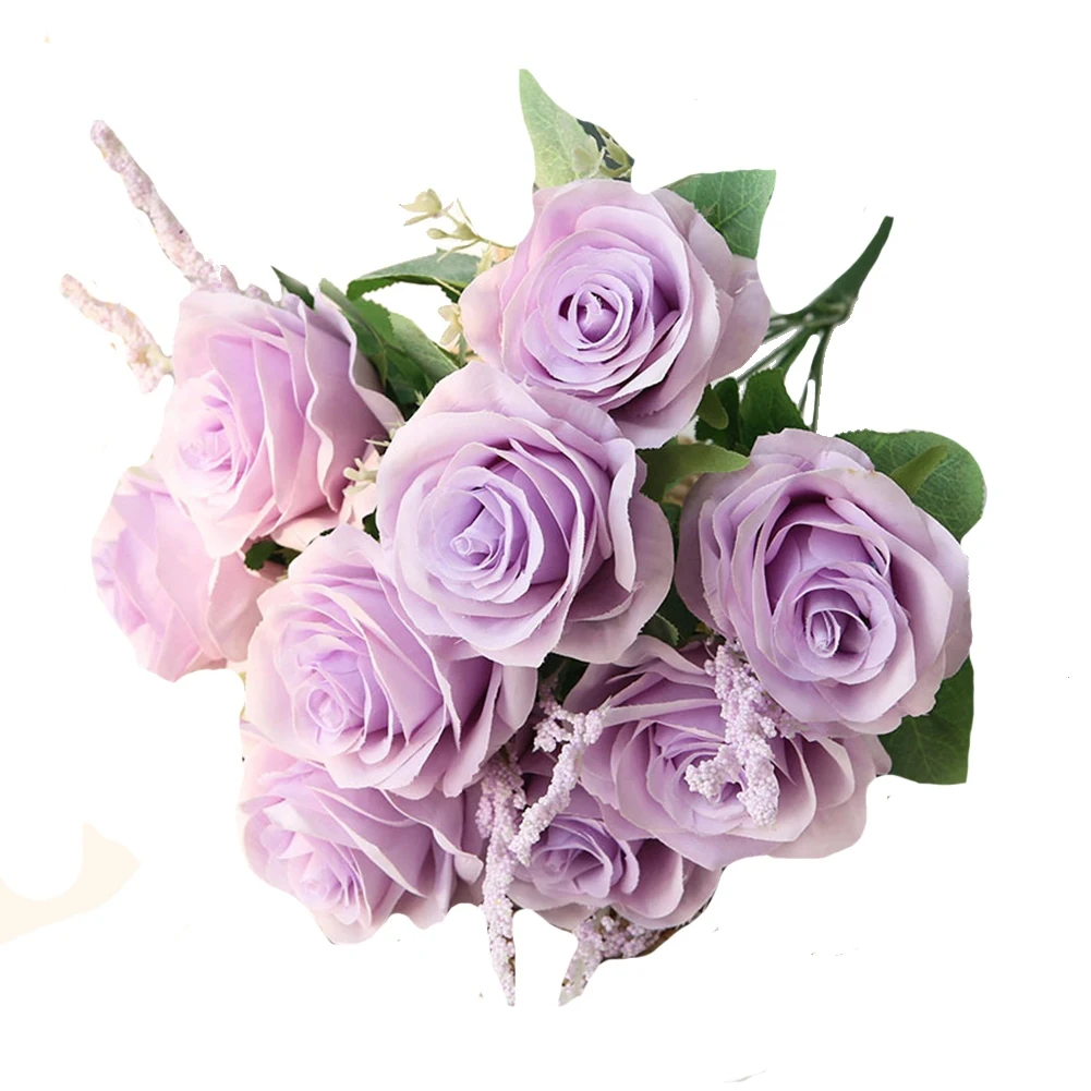 

Искусственные синие розы, цветы, Шелковая Роза, букет, украшение для дома и сада, свадебные розы, фиолетовые