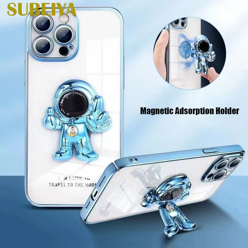 Luxury Plating 3D Astronaut Stand Case for iPhone 13 Pro Max