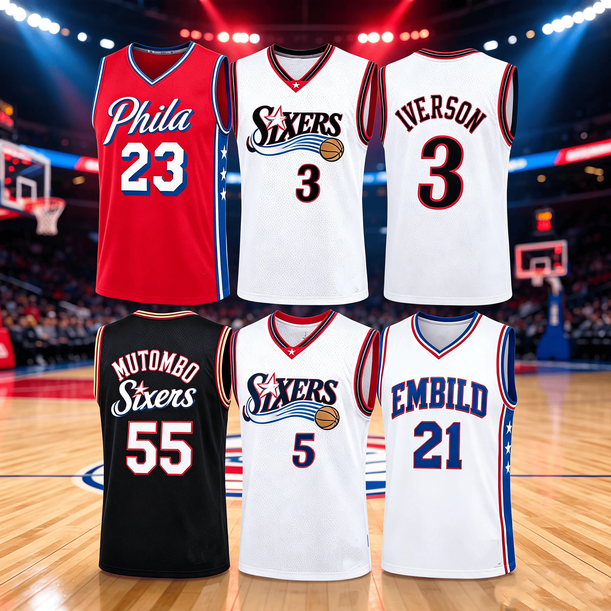 26-27 Herren Philadelphia James Fanatics Royal Fast Break Basketballtrikot Sommer Herren Damen Atmungsaktives Schnelltrocknendes Trikot