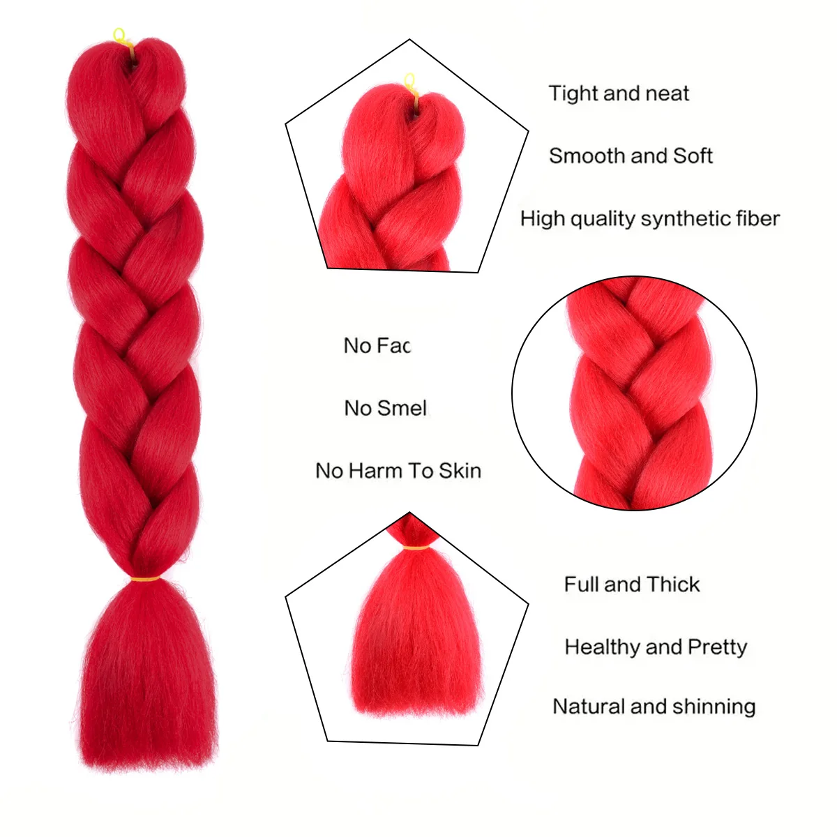 24 Inch Synthetic Jumbo Braiding Hair Extension  Heat Resistant Fiber  Color Jumbo Braids Hair For  Women