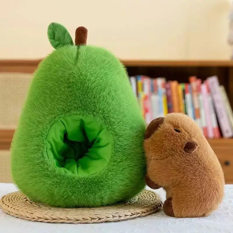 35cm Hut Plush Capibala Doll Soft Animal Avocado Mouse Plush Toys Avocado Doll Children's and Girls' Gift Capybara Pillow
